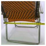 Pair of Vintage Folding Lawn Chairs with Woven Webbing
