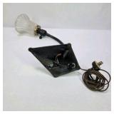 Antique Gooseneck Desk Lamp Cast Iron Base With Ribbed Glass Shade