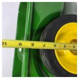 John Deere Style Green Metal Pedal Tractor Trailer Wagon With Yellow Wheels