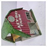 Vintage Lazy-Day Farm Tin Litho Barn Toy Building with Green Roof