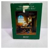 1997 Howard Miller Making Toys For Good Girls and Boys Santa Clock Figurine With Box