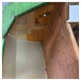 Vintage Happy-Time Tin Litho Barn Toy Building with Green Roof