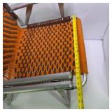 Pair of Vintage Folding Lawn Chairs with Woven Webbing