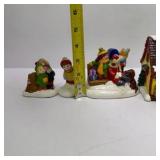 Vintage Lot of Miniature Christmas Village Figurines House Snowman Lamp Post Decor