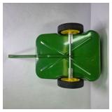 John Deere Style Green Metal Pedal Tractor Trailer Wagon With Yellow Wheels