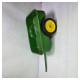 John Deere Style Green Metal Pedal Tractor Trailer Wagon With Yellow Wheels