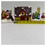 Vintage Lot of Miniature Christmas Village Figurines House Snowman Lamp Post Decor