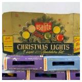 Lot of Vintage Christmas String Lights and Replacement Bulbs