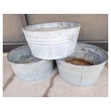 Galvanized Metal Wash Tubs (Lot of 3)
