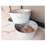 Galvanized Metal Wash Tubs (Lot of 3)