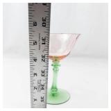 Vintage Watermelon Glass Champagne Coupe With Uranium Stem