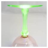 Vintage Watermelon Glass Champagne Coupe With Uranium Stem
