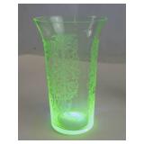 Uranium Depression Glass Floral Etched 4-Piece Set