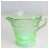 Uranium Depression Glass Floral Etched 4-Piece Set