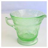 Uranium Depression Glass Floral Etched 4-Piece Set