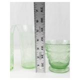 Uranium Depression Glass Floral Etched 4-Piece Set