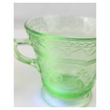 Uranium Depression Glass Floral Etched 4-Piece Set