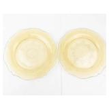 Vintage Federal Glass Spoke Pattern Amber Yellow Plates (Lot of 2)