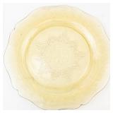 Vintage Federal Glass Spoke Pattern Amber Yellow Plates (Lot of 2)