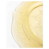 Vintage Federal Glass Spoke Pattern Amber Yellow Plates (Lot of 2)