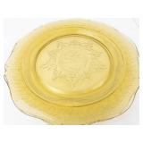 Vintage Federal Glass Spoke Pattern Amber Yellow Plates (Lot of 2)