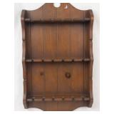 Vintage Wooden Spoon Rack Display Holder 18-Slot Wall-Mounted
