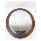 Round Wooden Wall Mirror