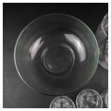 Clear Glass Serving Bowls & Sherbet Cups Set