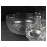 Clear Glass Serving Bowls & Sherbet Cups Set