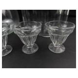 Clear Glass Serving Bowls & Sherbet Cups Set