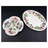 Vintage Blue Ridge Southern Pottery Relish Dish & Platter (Lot of 2)