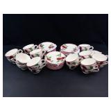 Vintage Blue Ridge Southern Pottery Crab Apple Teacups & Saucers (Lot of 52)