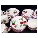 Vintage Blue Ridge Southern Pottery Crab Apple Teacups & Saucers (Lot of 52)