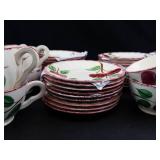 Vintage Blue Ridge Southern Pottery Crab Apple Teacups & Saucers (Lot of 52)