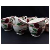Vintage Blue Ridge Southern Pottery Crab Apple Teacups & Saucers (Lot of 52)