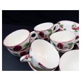 Vintage Blue Ridge Southern Pottery Crab Apple Teacups & Saucers (Lot of 52)