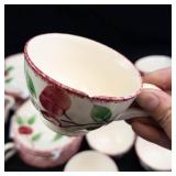 Vintage Blue Ridge Southern Pottery Crab Apple Teacups & Saucers (Lot of 52)