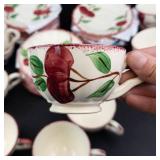 Vintage Blue Ridge Southern Pottery Crab Apple Teacups & Saucers (Lot of 52)