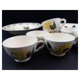 Vintage Blue Ridge Southern Potteries Yellow Nocturne Dinnerware Set (Lot of 15)