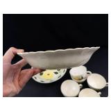 Vintage Blue Ridge Southern Potteries Yellow Nocturne Dinnerware Set (Lot of 15)
