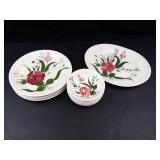 Hand-Painted Floral Porcelain Plates (Lot of 12)