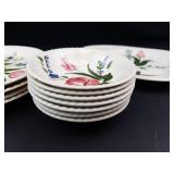 Hand-Painted Floral Porcelain Plates (Lot of 12)
