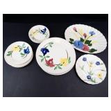 Blue Ridge Hand-Painted Floral Pottery Plates Mixed Lot