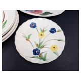 Blue Ridge Hand-Painted Floral Pottery Plates Mixed Lot