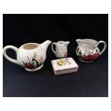 Blue Ridge Pottery Pitchers & Trinket Dish Mixed Lot