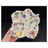 Vintage Blue Ridge Southern Potteries Leaf-Shaped Serving Dish Floral Chintz