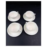 Haviland Limoges White Teacups & Saucers (Set of 4)