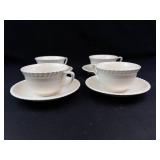 Haviland Limoges White Teacups & Saucers (Set of 4)