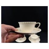 Haviland Limoges White Teacups & Saucers (Set of 4)