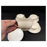 Haviland Limoges White Teacups & Saucers (Set of 4)